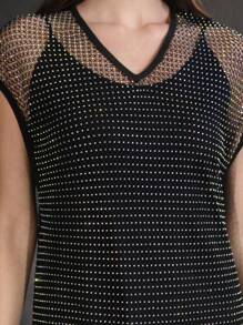 Zolique 網紗和鑽石裝飾優雅連衣裙 - 黑色 - 查看 7