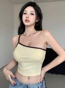 Dazy Designer Women's One Shoulder Strap Color Blocking Top With Unique Design Sexy Top - Multicolor - View 5