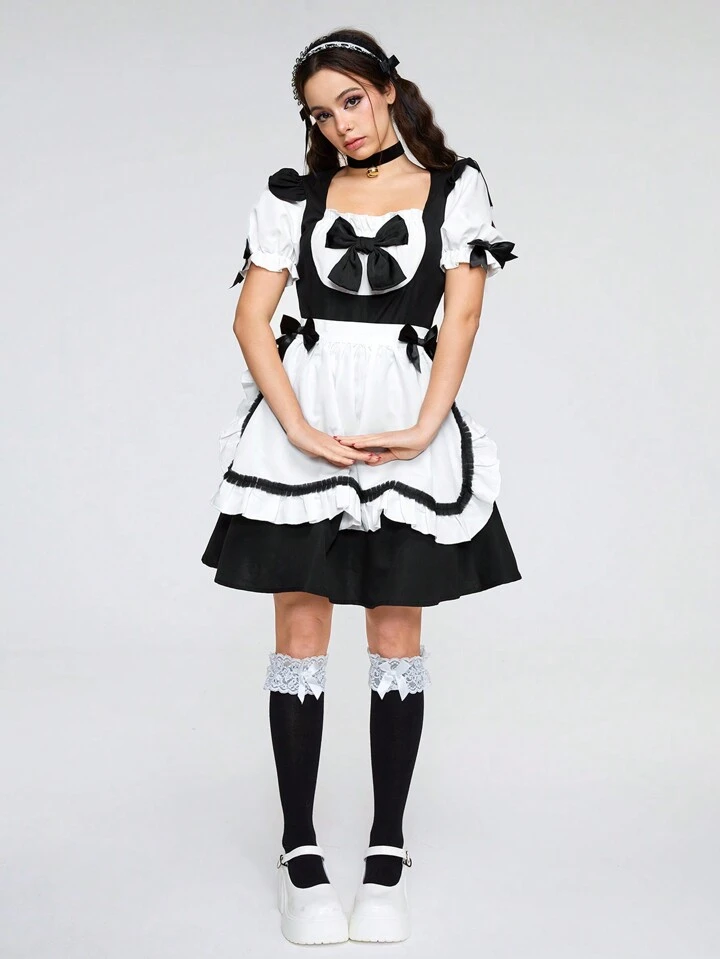 Lo nuevo en J-Fashion Vestido De Delantal De Manga Abullonada Con