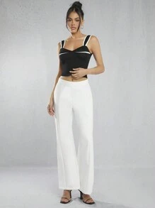 Hauture Camiseta de punto con escote corazón para mujer