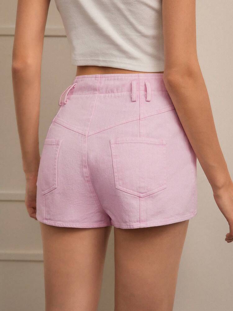 Women's Solid Color Shorts With Double Pockets