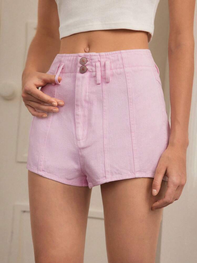 Women's Solid Color Shorts With Double Pockets