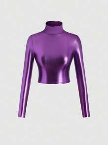 VaVaBold Glossy Long Sleeve T-Shirt - Purple - View 1