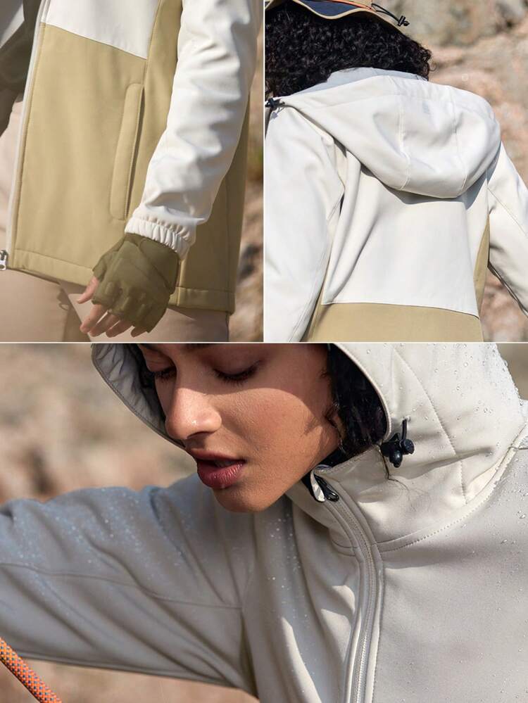 Women's Color Block Simple Outdoor Raincoat