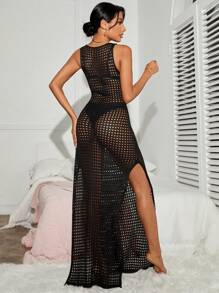 SHEIN Swim Vestido De Cubierta Hueco Para Mujer - Negro - Ver 2