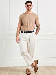 Forever 21 男士杏色休閒斜口袋寬鬆褲 - 卡其色 - 查看 3