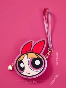 THE POWERPUFF GIRLS X SHEIN 1pc Cartoon Blossom Pattern Cute Coin Purse - Red - View 7