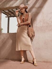 Styleloop Của phụ nữ Retro Dây đeo mắt cá chân Gót dày Chóp giầy mở ra Nâu Giày cao gót Dép xăng đan , Mùa hè Của phụ nữ Giày dép , Boho Phong cách - màu nâu - Xem 3