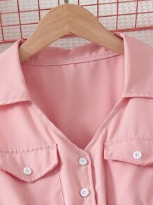 SHEIN 1pc Tween Girls' Pink Sleeveless Casual Dress - Pink - View 7