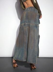 Denimoi Women's Denim Tooling Pocket Skirt - Multicolor - View 6