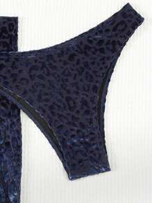 SHEIN Swim Conjunto De Bikini De Terciopelo De Leopardo Con Triángulo Y Falda De Baño Para El Carnaval - Multicolor - Ver 4