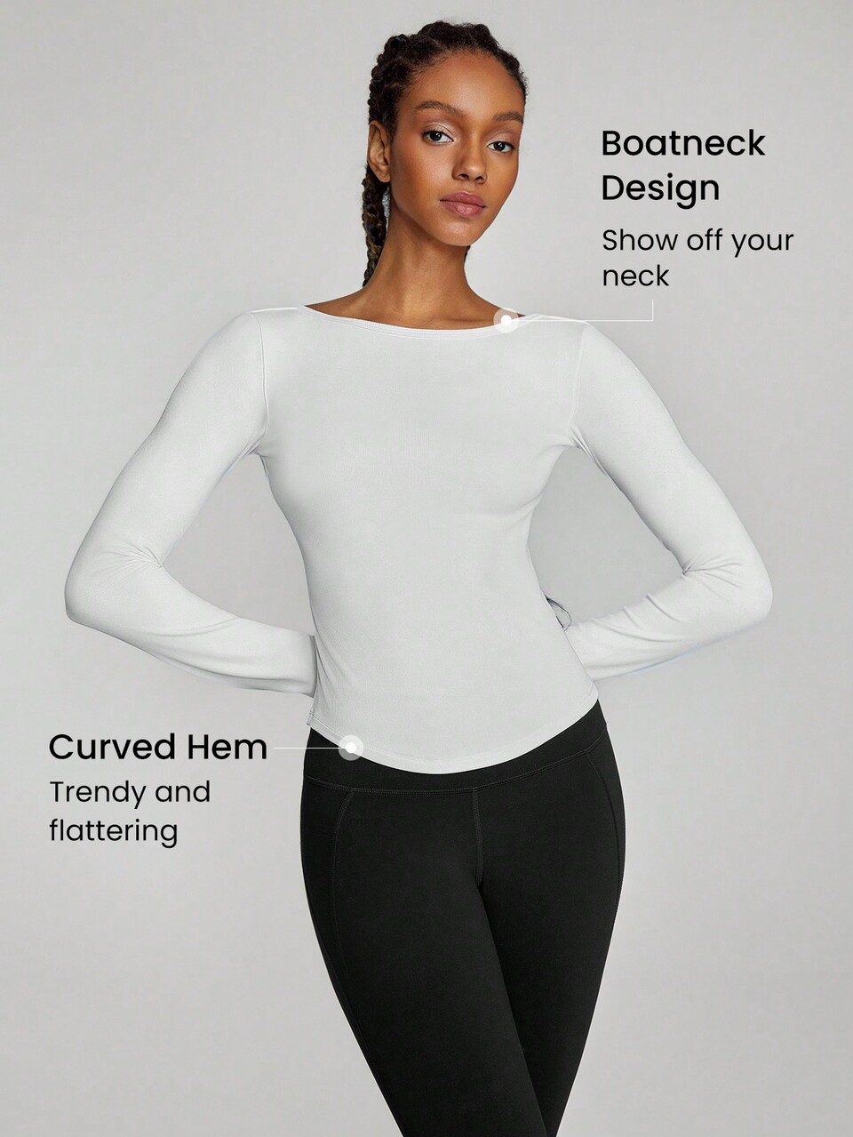 Modal Ribbed Off-Shoulder Long Sleeve Low Impact Tee Daily Lounge Summer