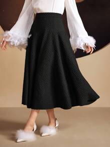 Modelyn Ladies' Textured Skirt - Black - View 5