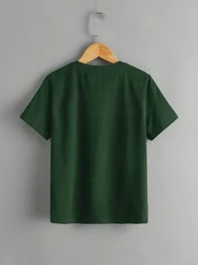 Tween Boy Knitted Printed T-Shirt Set - Dark Green - View 2
