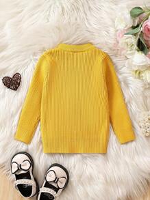 Infant Girls' Cable Knit Round Neck Sweater - Yellow - View 2