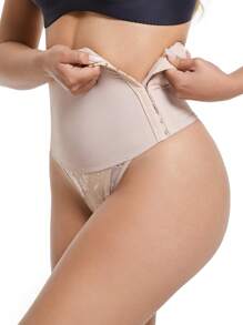 Lencería Femenina Sexy De Cintura Alta Con Encaje De Control De Abdomen Y Tanga De Control De Vientre.
