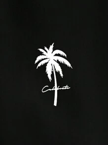 Manfinity BRENVOR 男士均編貼身背心,椰樹印花款