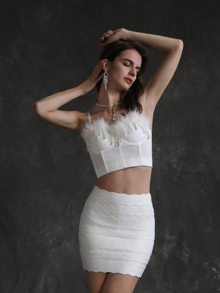 女性用スカロップヘム ボディコン スカート