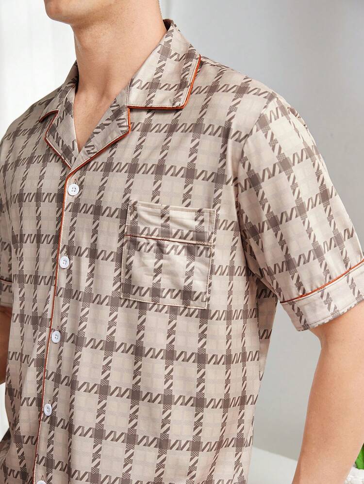Men's Plaid Short Sleeve Homewear Set