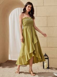 Al Najma Women's Drop Shoulder Coat And Wrapped Bust Shirred Dress Two Pieces Set 2 Pieces Set