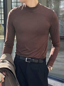 DAZY Nam Chất rắn Cổ giả Áo thun - màu nâu - Xem 8