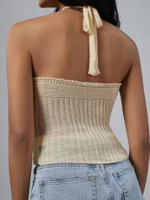Flirla Top De Tejer De Espalda Al Aire Con Corbata Para Mujeres