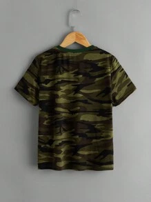 Tween Boy Knitted Printed T-Shirt Set - Dark Green - View 6