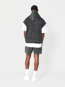 SUMWON Overhead Sleeveless Washed Hoodie - Black - View 4