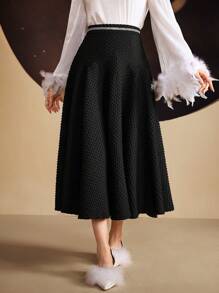 Modelyn Ladies' Textured Skirt - Black - View 8
