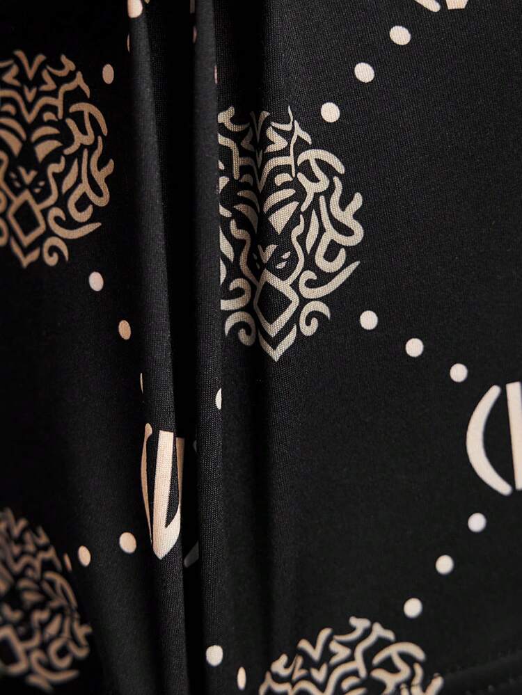 Men's Short Sleeve Printed Top And Shorts Homewear Set