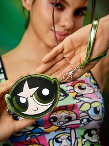 THE POWERPUFF GIRLS X SHEIN 可爱卡通绿色毛茛图案零钱包 - 綠色 - 查看 8