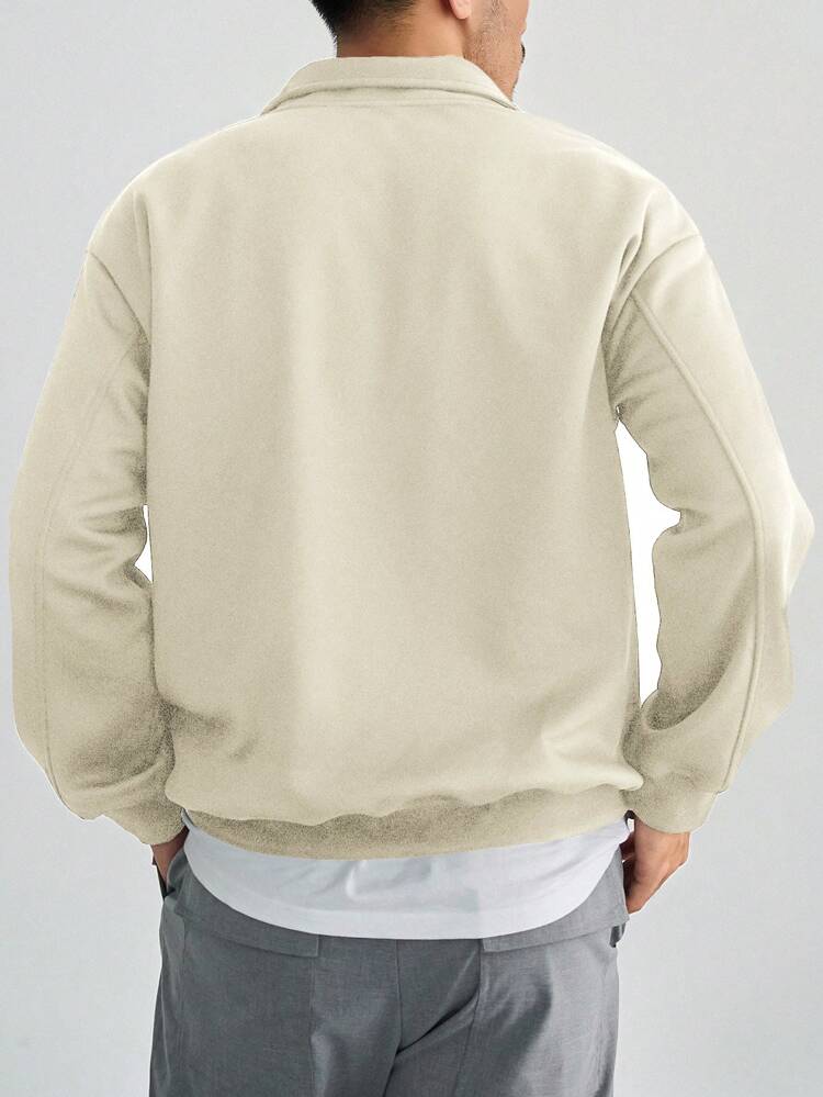 Men's Solid Color Half Zipper Pullover Sweatshirt,Fall Clothes