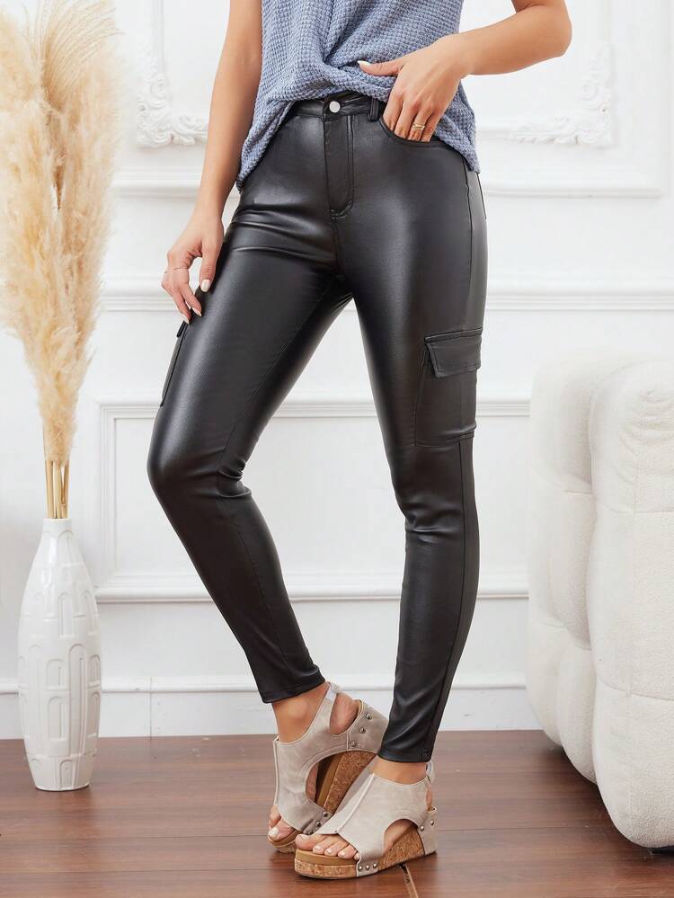 Women's Fashionable Casual Solid Color Slim Fit Cargo Pants Fall Cloth For Women