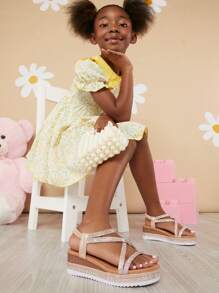 Mini mi Flache Sandalen Für Kinder Mit Strassdekoration