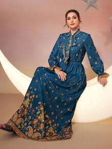 Modelyn Women's Printed Belted Dress Long Evening Dresses - Multicolor - View 8