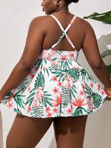 SHEIN Swim Curve Kích thước lớn Bản in nhiệt đới Đồ bơi Bộ - Nhiều màu - Xem 2