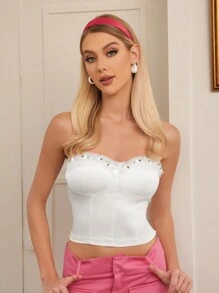 Forever 21 Ladies' Lace Floral Strapless Top - White - View 3