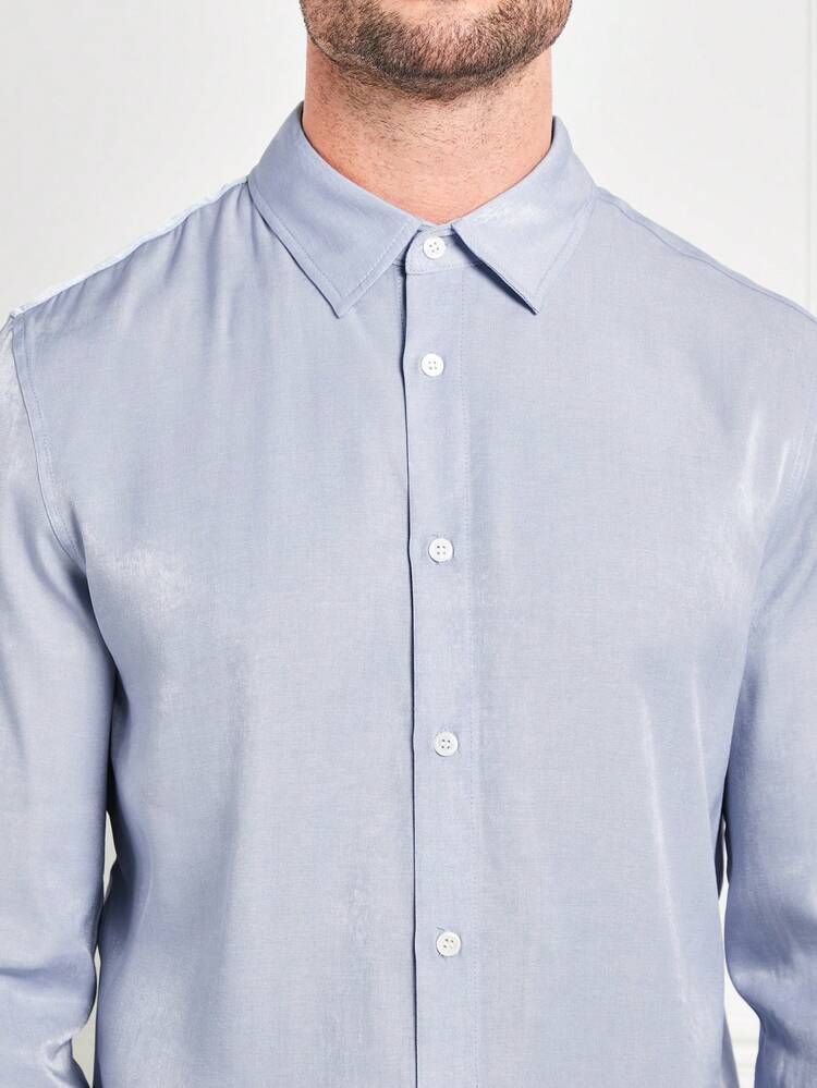 Men's Light Blue Casual Fit Long Sleeve Shirt