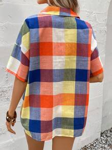 SHEIN LUNE Của phụ nữ Kẻ sọc Thả vai Áo sơ mi - Nhiều màu - Xem 2