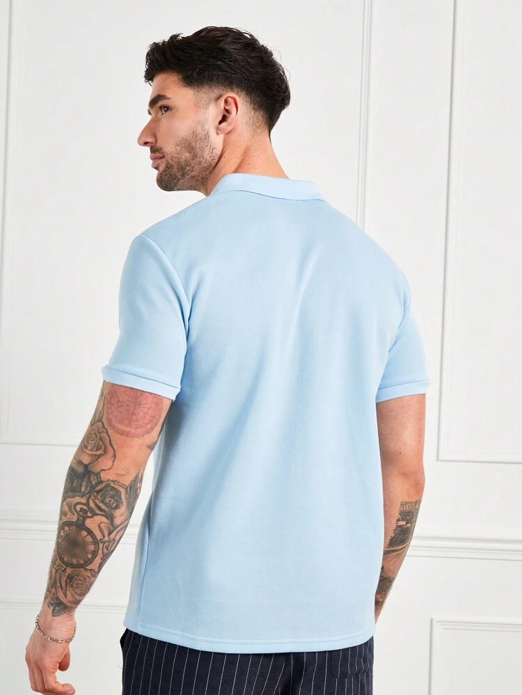 F21 Forever 21 X Men's Casual  Light Blue Short-Sleeved Polo Shirt