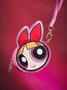 THE POWERPUFF GIRLS X SHEIN 1pc Cartoon Blossom Pattern Cute Coin Purse - Red - View 3