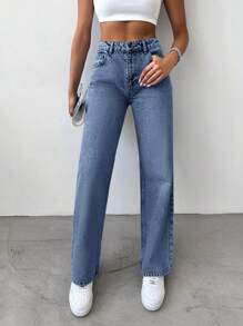 RueChic Jeans rectos lavados informales