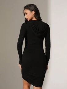 Zolique Women's Mesh Splice Pleated Dress - Black - View 2