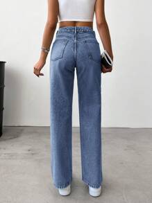 RueChic Jeans rectos lavados informales