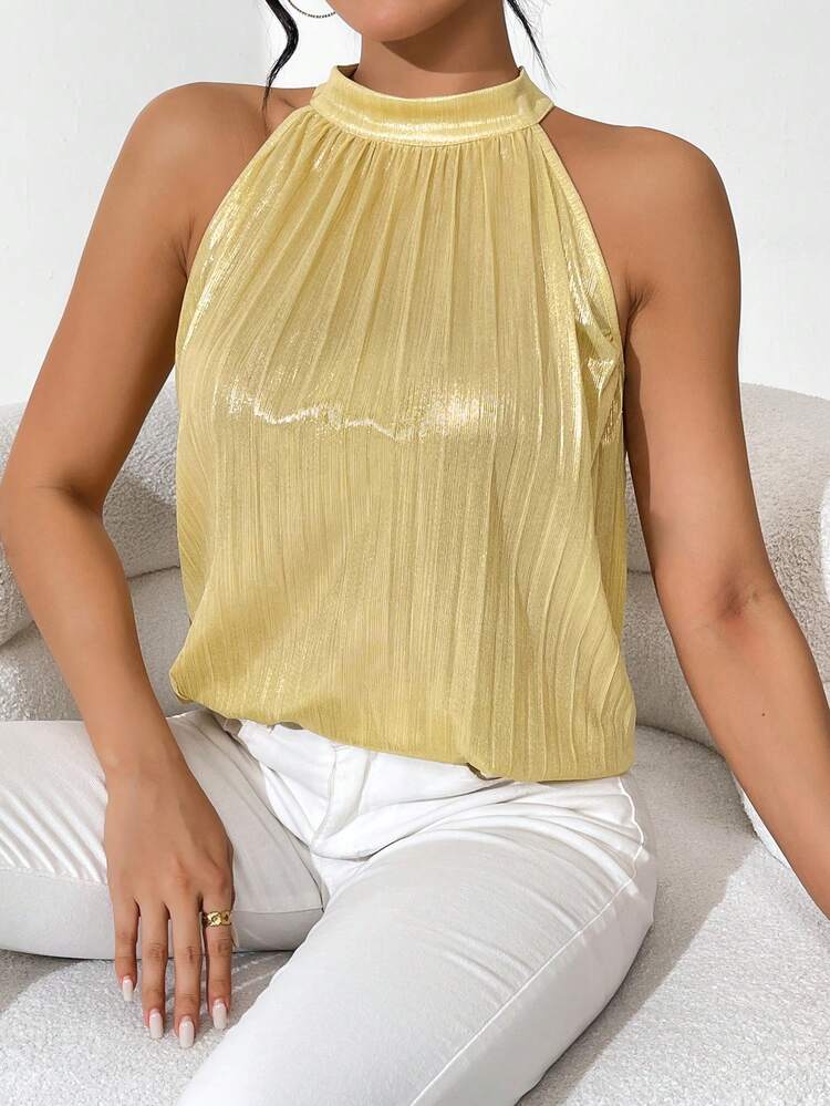 Women's Glossy Halter Blouse
