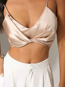 Zolique Women's Cross Design Strappy Tank Top - Champagne - View 6