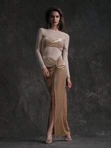 Lunelith SHEIN Lunessa Vestido De Malla Con Abertura Alta