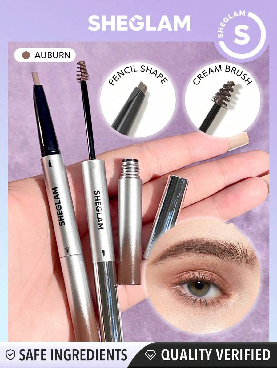 SHEGLAM Fill Me In 2-In-1 Eyebrow Pencil & Cream-Auburn Sweat-Proof Dual-Ended Eyebrow Pen Smudge-Proof Non-Greasy Natural Eyebrow Cream Gel Makeup Winter Eyebrow - Auburn - View 1