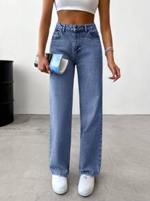 RueChic Jeans rectos lavados informales