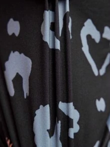 Men's Heart Print Short Sleeve Homewear Set - Black - View 6